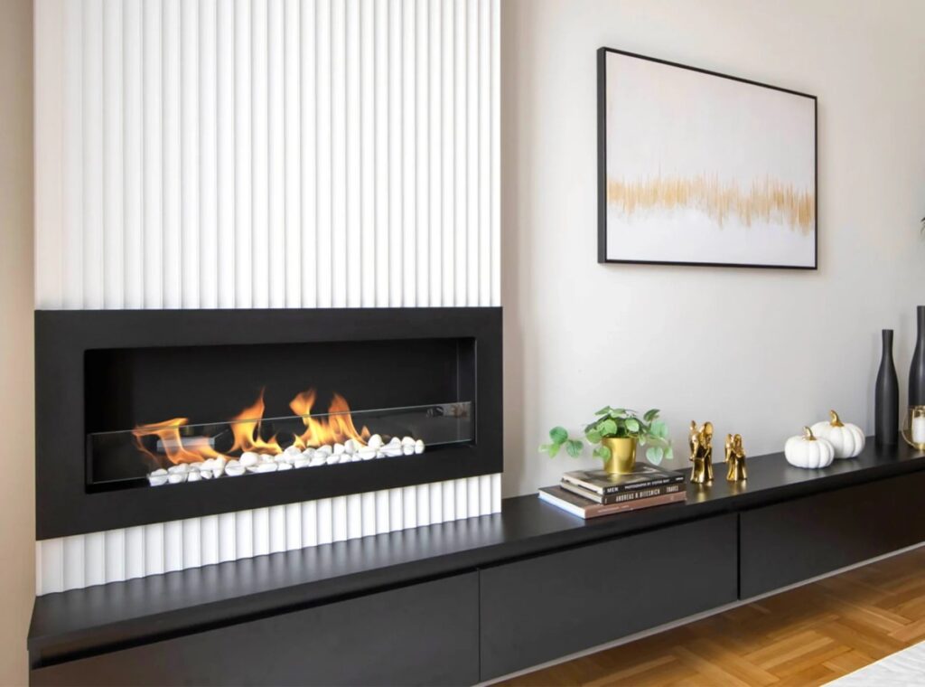 SLIM 900 private-label bioethanol fireplace in a contemporary interior